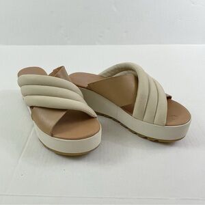 Sorel Cream and Tan Platform Slide Sandals Women’s 8